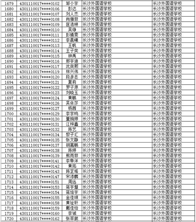 长沙市2577名初升高直升生名单公示