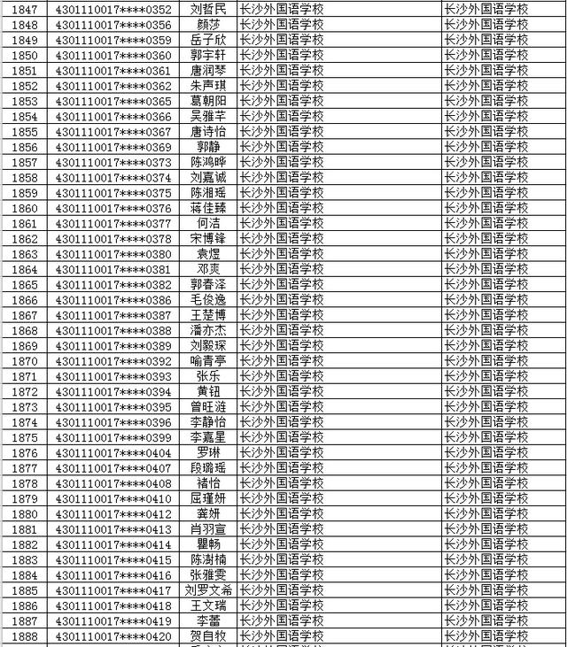 长沙市2577名初升高直升生名单公示