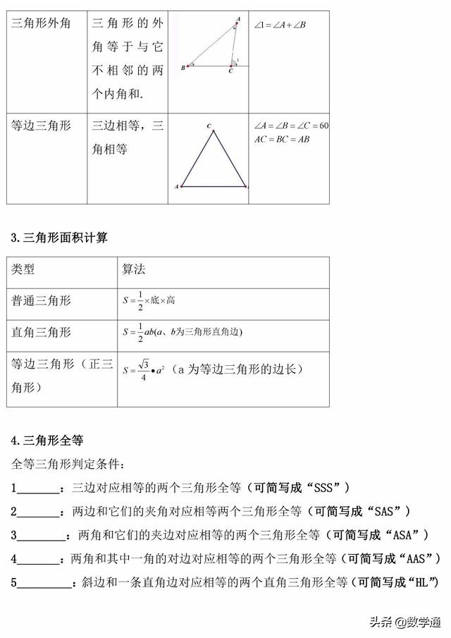 中考几何基础知识专题汇总