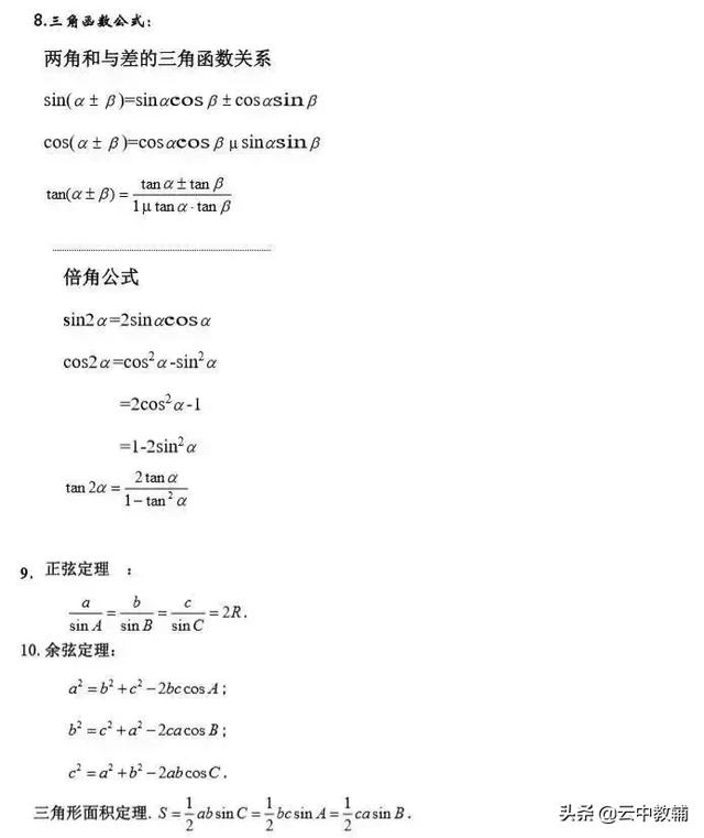 高考数学常考知识点+题型汇总，数学成绩差是因为没掌握这些