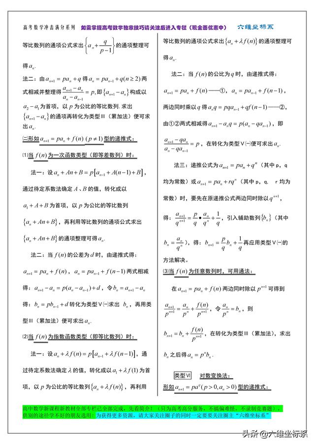 高考数学冲击满分系列：知识点归纳总结及必备公式大全