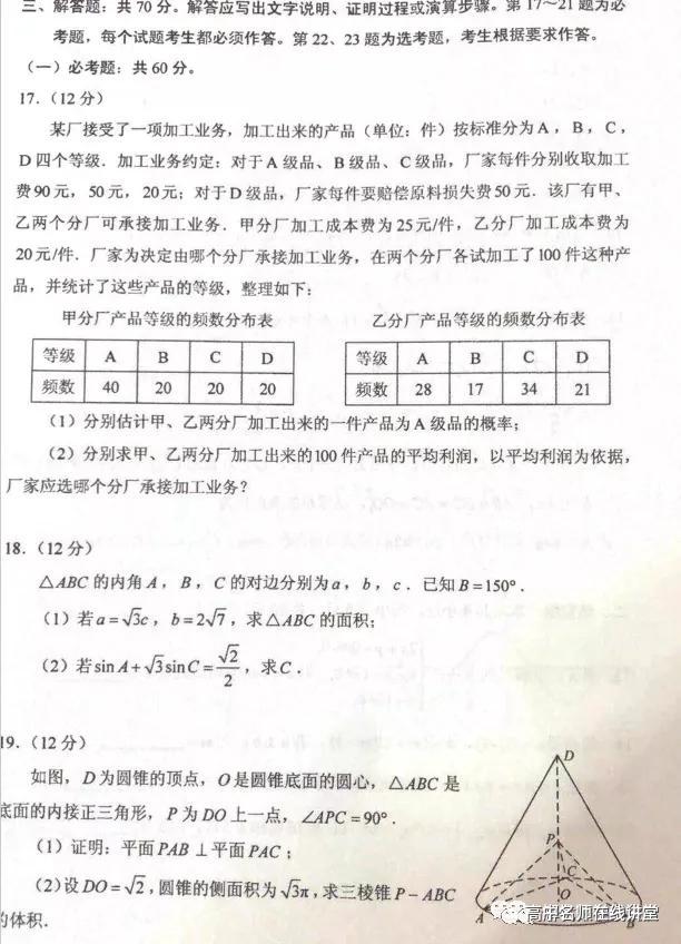 2020年高考数学试题最新汇总