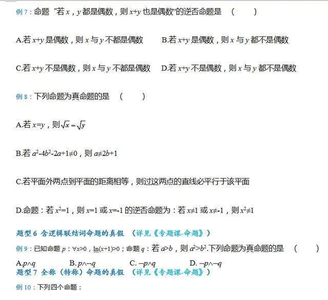2020高考数学:分章节汇总题型资料,超全重点,家长打印给孩子