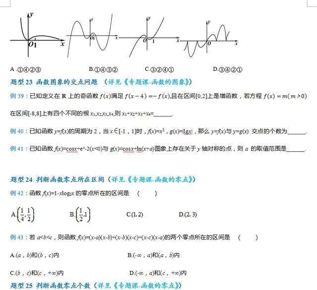 2020高考数学：分章节汇总题型资料，超全重点，家长打印给孩子