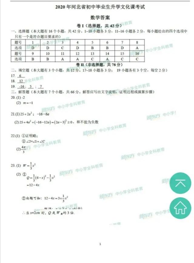 2020中考初三同学和家长估分了：中考各科试卷及答案