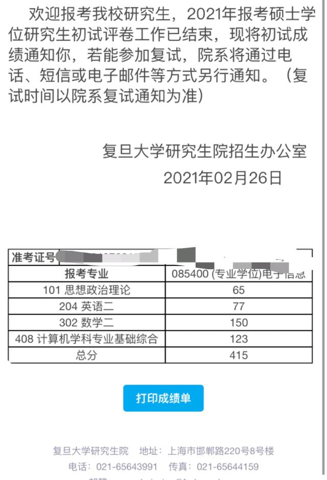 考研成绩出来了,都说今年难,一出成绩都400多分