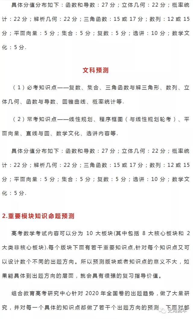 2020高考数学考什么?近5年高频考点告诉你,最可能考这些