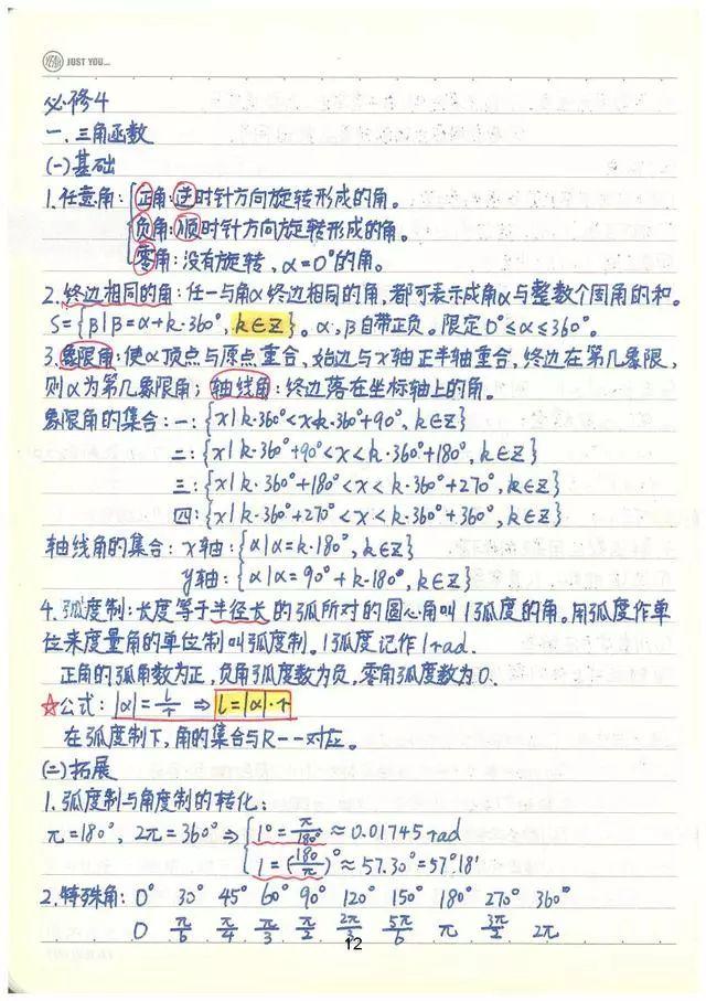 高考数学142分学霸超全数学知识整理（手写版）, 从此数学不用愁!