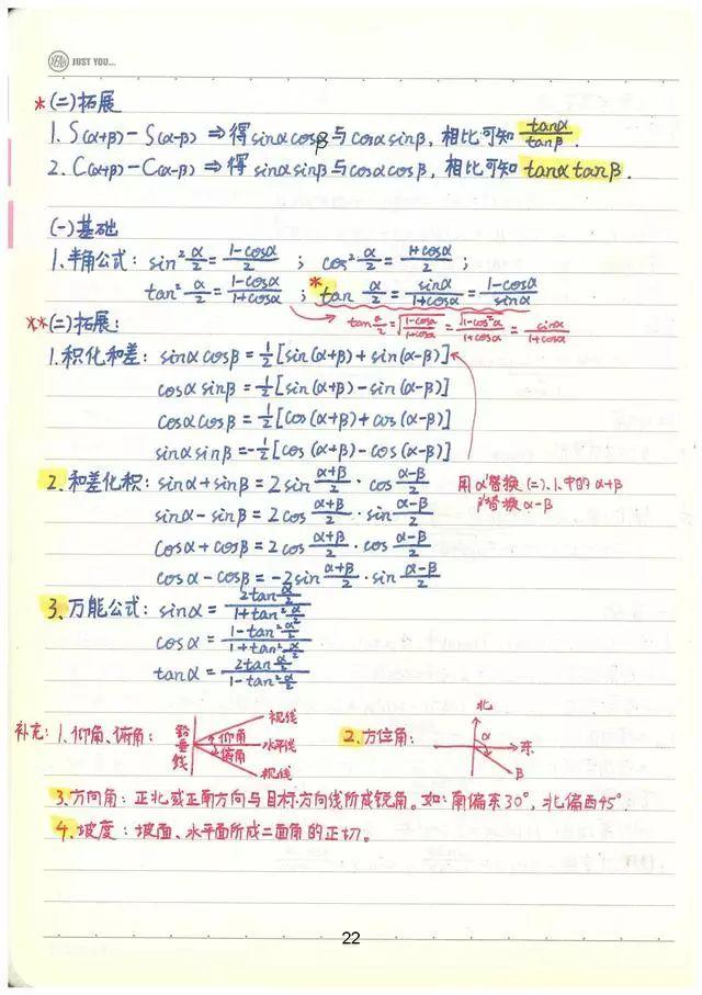 高考数学142分学霸超全数学知识整理（手写版）, 从此数学不用愁!