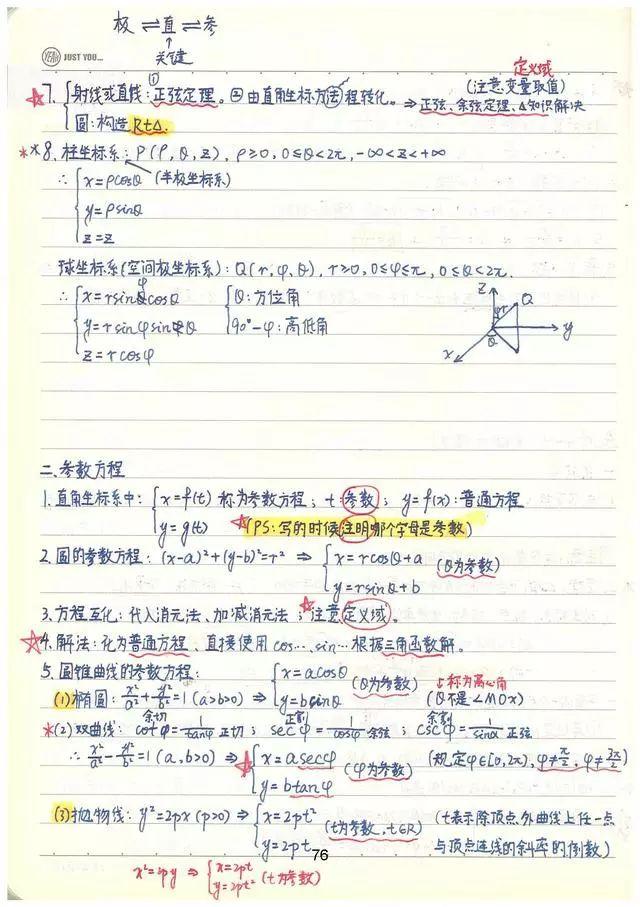 高考数学142分学霸超全数学知识整理（手写版）, 从此数学不用愁!