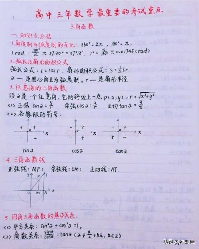 高考数学考试重点笔记梳理