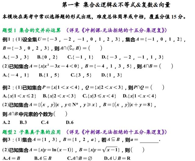 2021高考数学,50页必考题型清单,152个题型冲刺首选