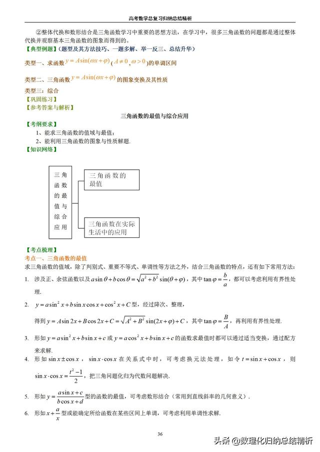 不一样的高考数学归纳总结精析（非常详细）